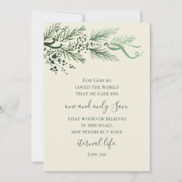 ヨハネ3:16パインモダンフォトクリスチャンのクリスマス シーズンカード