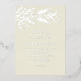 ヨハネ3:16パインモダンフォトクリスチャンのクリスマス 箔シーズンカード