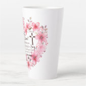 ヨハネ3:16フローラハート聖句 カフェラテマグ (正面)