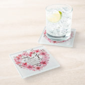 ヨハネ3:16フローラハート聖句 ガラスコースター (アングル)