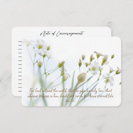 ヨハネ3:16ヨハネの勇気付けられるフローラの注 ノートカード (正面/裏面)