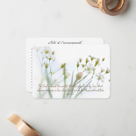 ヨハネ3:16ヨハネの勇気付けられるフローラの注 ノートカード (正面/裏面インサイチュ)
