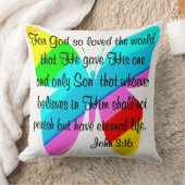 ヨハネ3:16レインボーバタフライ クッション (ブランケット)
