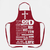 ヨハネ3:16世を愛した神のために エプロン (正面)