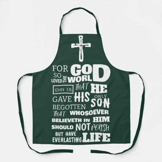 ヨハネ3:16世を愛した神のために エプロン (正面)