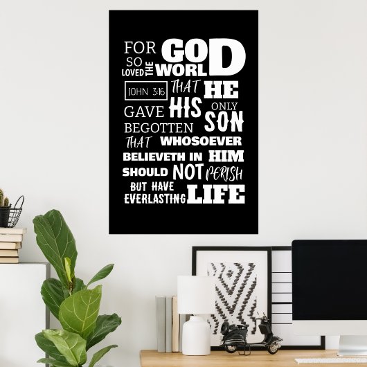 ヨハネ3:16世を愛した神のために ポスター (ホームオフィス)