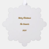 ヨハネ3:16名前をカスタムするゴールデンユニーククリスマス オーナメントカード (裏面)