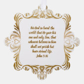 ヨハネ3:16名前をカスタムするゴールデンユニーククリスマス オーナメントカード (正面)