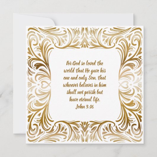 ヨハネ3:16名前をカスタムするゴールデンユニーククリスマス シーズンカード (正面)