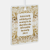 ヨハネ3:16名前をカスタムするゴールデンユニーククリスマス メタルオーナメント (正面右)