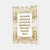 ヨハネ3:16名前をカスタムするゴールデンユニーククリスマス メタルオーナメント (正面左)