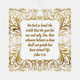 ヨハネ3:16名前をカスタムするゴールデンユニーククリスマス メタルオーナメント