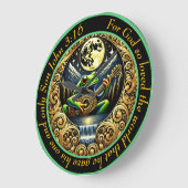 ヨハネ3:16月の下でカエルの光をギターで鳴らす ラージ壁時計 (傾斜)