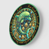 ヨハネ3:16海調和ドルフィン ラージ壁時計 (傾斜)