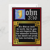 ヨハネ3 16照光文字イースターバイブル引用文 シーズンポストカード (正面/裏面)