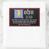 ヨハネ3 16照光文字イースターバイブル引用文 長方形シール (バッグ)