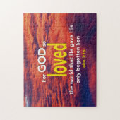 ヨハネ3:16神のために世界のクリスチャンを愛した ジグソーパズル (縦)