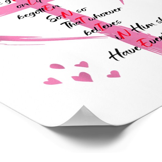 ヨハネ3_16神のために世界のバレンタインChを愛した ポスター (角)