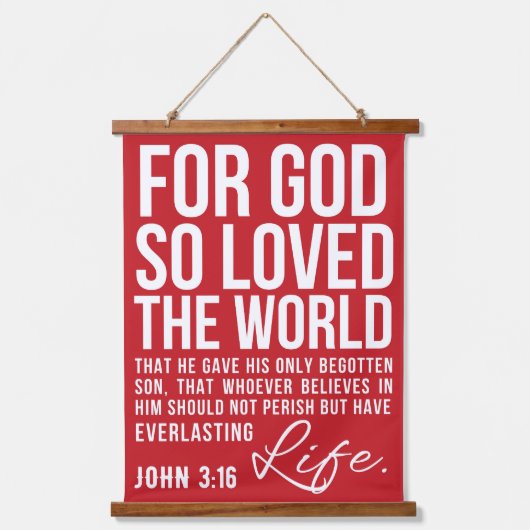 ヨハネ3:16神のために世界を愛された 吊り下げ型タペストリー (正面)