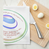 ヨハネ3:16神のために虹のフラクタル白を愛した キッチンタオル (四つ折り)