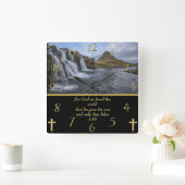 ヨハネ3:16神はとても愛された スクエア壁時計 (ホーム)