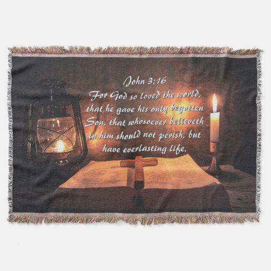 ヨハネ3:16神は世を愛し、提灯 スローブランケット (正面)