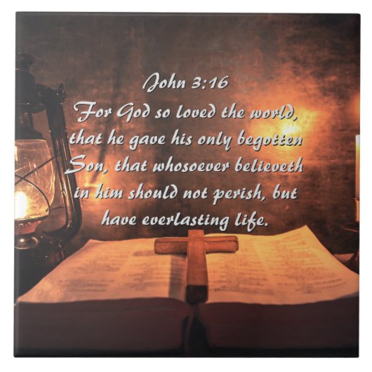 ヨハネ3:16神は世を愛し、提灯 タイル (正面)