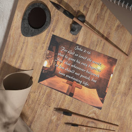 ヨハネ3:16神は世を愛し、提灯 ポストカード