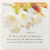 ヨハネ3:16神は世を愛し、聖なる書物、 経典 ガラスコースター (正面)