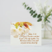 ヨハネ3:16神は世を愛し、聖なる書物、 経典 ポストカード (スタンド正面)