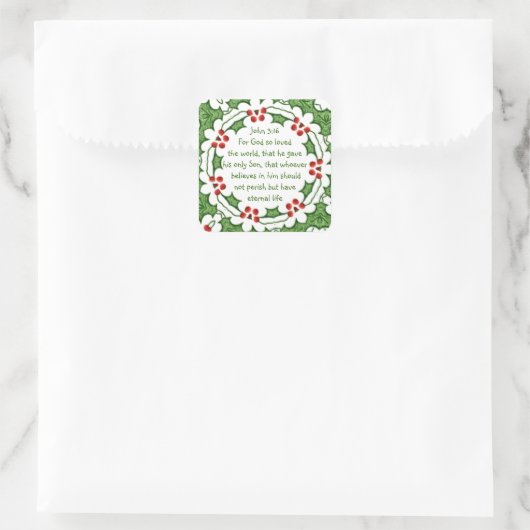 ヨハネ3:16神は世界のクリスマスを愛されたからである スクエアシール (バッグ)