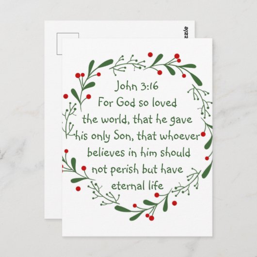 ヨハネ3:16神は世界のクリスマスを愛されたからである ポストカード (正面/裏面)