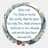 ヨハネ3:16神は世界のクリスマスを愛されたからである ラウンドシール (正面)