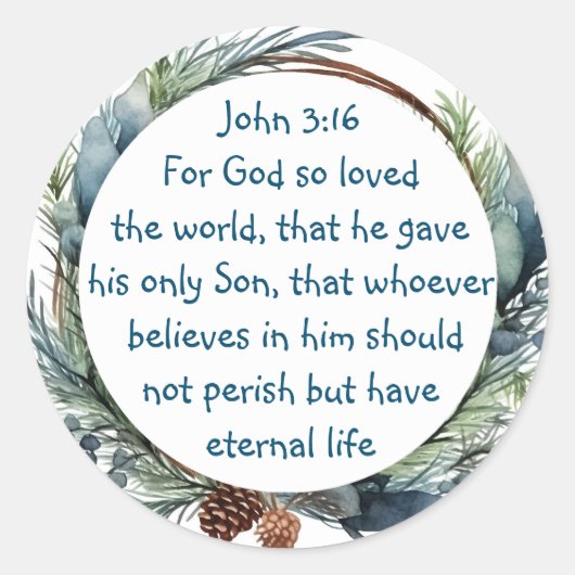 ヨハネ3:16神は世界のクリスマスを愛されたからである ラウンドシール (正面)