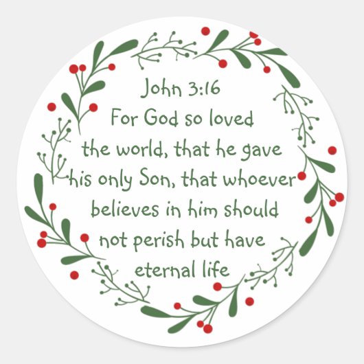 ヨハネ3:16神は世界のクリスマスを愛されたからである ラウンドシール (正面)