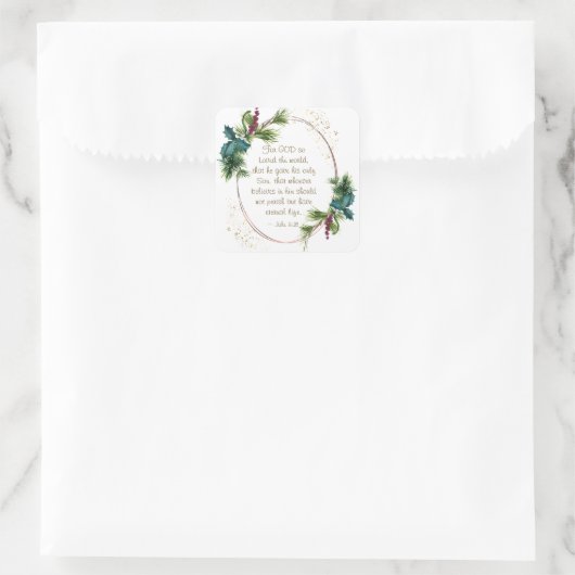 ヨハネ3:16神は世界のクリスマスを愛された スクエアシール (バッグ)