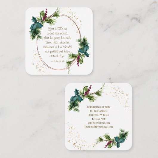ヨハネ3:16神は世界のクリスマスを愛された スクエア名刺 (正面/裏面)