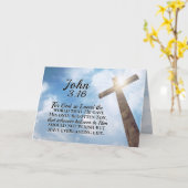 ヨハネ3:16神は世界の木十字架を愛した カード (黄色い花)