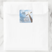 ヨハネ3:16神は世界の木十字架を愛した スクエアシール (バッグ)