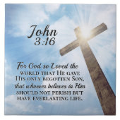 ヨハネ3:16神は世界の木十字架を愛した タイル (正面)