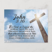 ヨハネ3:16神は世界の木十字架を愛した ポストカード (正面)