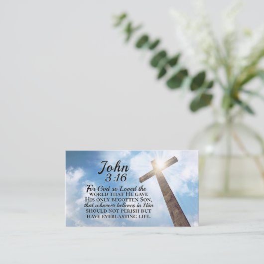 ヨハネ3:16神は世界の木十字架を愛した 名刺 (スタンド正面)