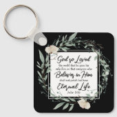 ヨハネ3:16神は世界の聖書の聖句を愛された キーホルダー (正面)