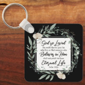 ヨハネ3:16神は世界の聖書の聖句を愛された キーホルダー (正面)