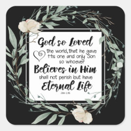 ヨハネ3:16神は世界の聖書の聖句を愛された スクエアシール