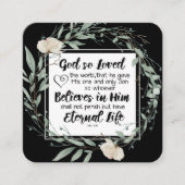 ヨハネ3:16神は世界の聖書の聖句を愛された スクエア名刺 (正面)