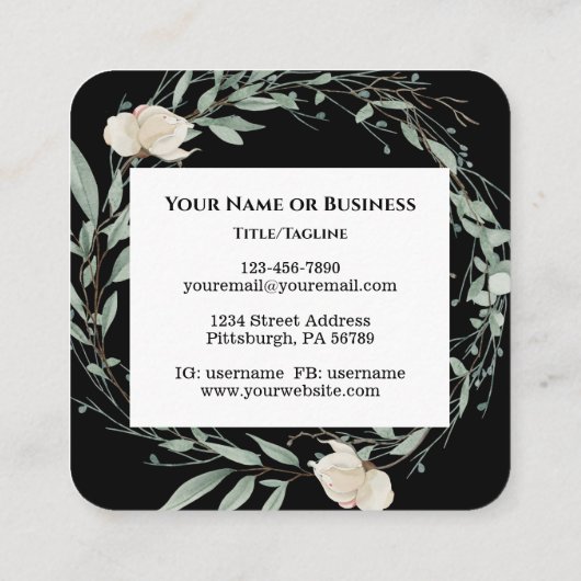 ヨハネ3:16神は世界の聖書の聖句を愛された スクエア名刺 (裏面)