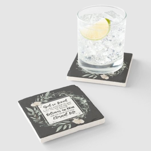 ヨハネ3:16神は世界の聖書の聖句を愛された ストーンコースター