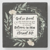 ヨハネ3:16神は世界の聖書の聖句を愛された ストーンコースター (正面)