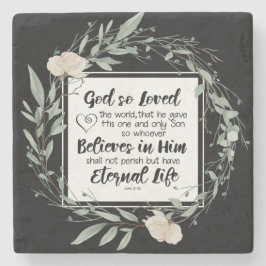 ヨハネ3:16神は世界の聖書の聖句を愛された ストーンコースター